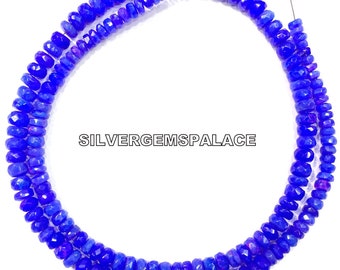 AAA Natural Ethiopian Blue Opal Faceted Rondelle Beads 4-5.MM Rondelle Beads Blue Color Opal Beads Opal Beads Strand Jewelry Making Beads.