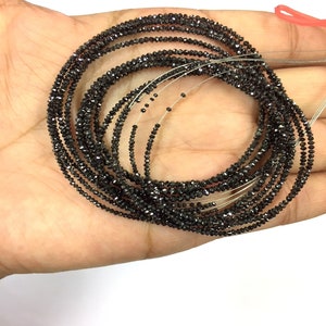 Excellent Quality-Wholesale Price-Black Diamond Beads 2.MM 100% Natural Diamond Beads Necklace 15" Strand Christmas Gift Anniversary Gift