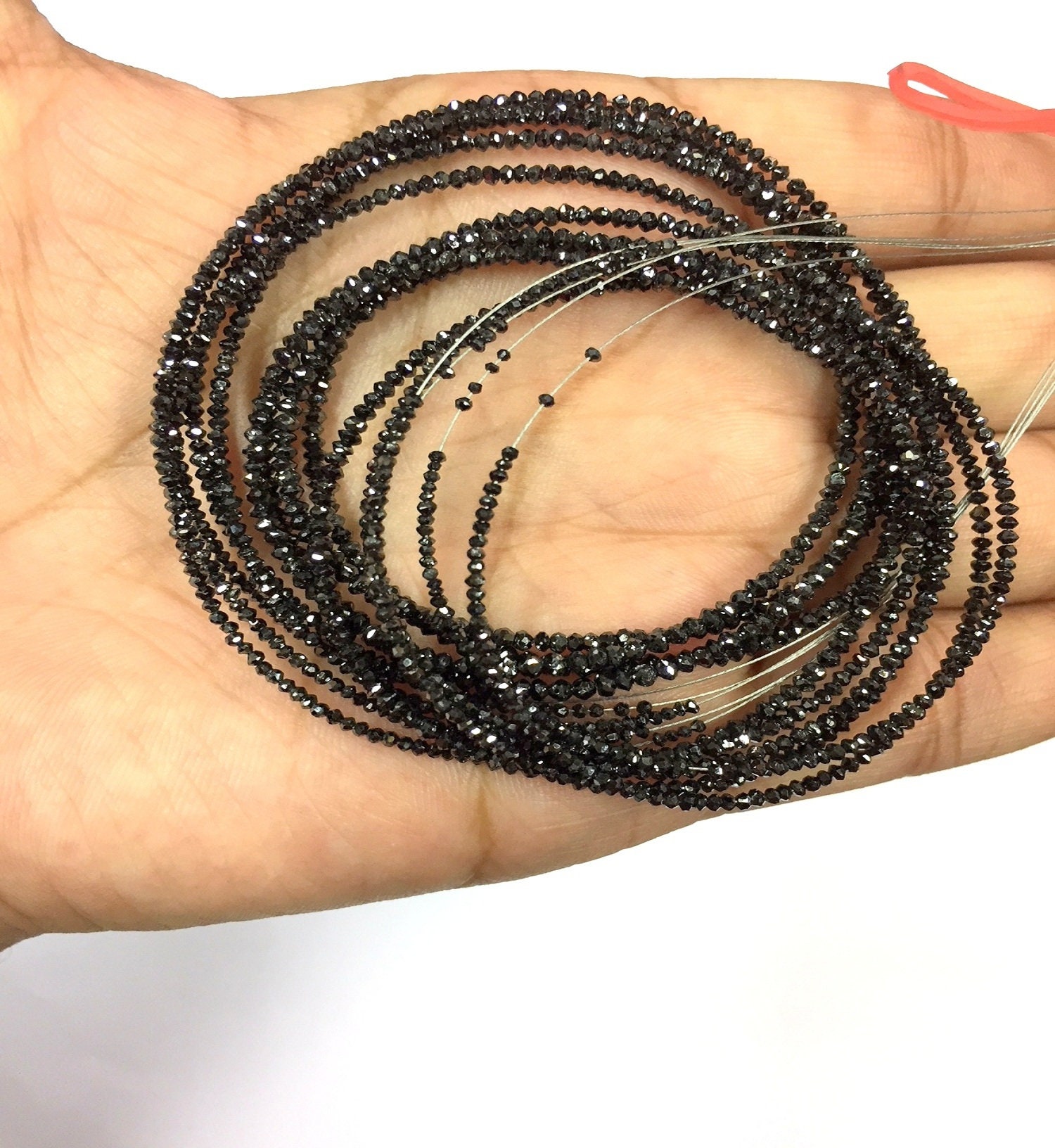 Excellent Quality Wholesale Price Black Diamond Beads 2.MM 100 Natural Diamond Beads Necklace 15 Strand Christmas Gift Anniversary Gift