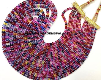 AAAA+ Multi Sapphire Beads Necklace 6 Layer Necklace Smooth Sapphire Rondelle Beads Multi Sapphire Gemstone Beads Ready To Wear Necklace.