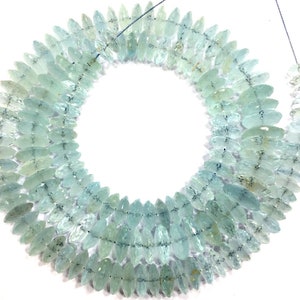 AAA+ QUALITY~Natural Milky Aquamarine Rondelle Beads Aquamarine Tyre Cut Beads Faceted Aquamarine Gemstone Beads Aquamarine Beads String.