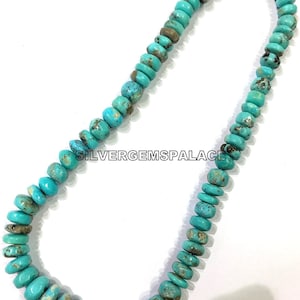 Natural Turquoise Beads Strand 8-9.MM Turquoise Rondelle Beads Real Turquoise Gemstone Beads Arizona Turquoise Beads Jewelry Making Beads.