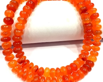 AAA+ QUALITY~Natural Carnelian Smooth Rondelle Beads Great Shinning Carnelian Gemstone Beads Juicy Orange Color Beads 7.MM Rondelle Beads.