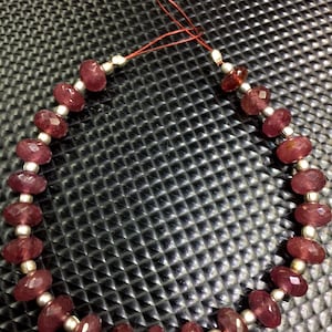 Natural Pink Sapphire Faceted Rondelle Beads 7.MM Pink Sapphire Gemstone Beads 5.5&quot; Strand Top Quality Sapphire Beads