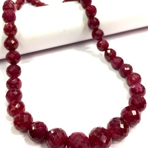 Perline rotonde in corindone rubino naturale perline riscaldate rubino sfaccettate 8-10.MM collana di perline di pietra preziosa rubino rotonde di alta qualità.