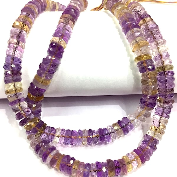 AAA QUALITY~Natural Ametrine Faceted Tyre Beads Great Luster Ametrine Wheel Shape 6.MM Ametrine Gemstone Beads Wholesale Gemstone Beads