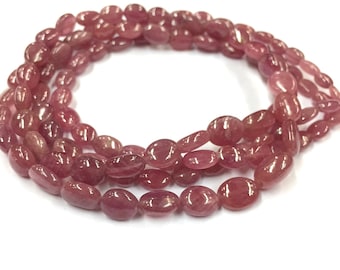 Natural Smooth Rare Pink Sapphire Oval Shape Beads 6.MM Gemstone Beads 18" Strand Wholesale Price