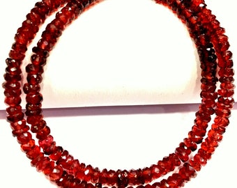Natural Garnet Faceted Rondelle Beads Mozambique Garnet Strand Beads 5.MM Garnet Gemstone Beads High Luster Beads Jewelry Making Beads.