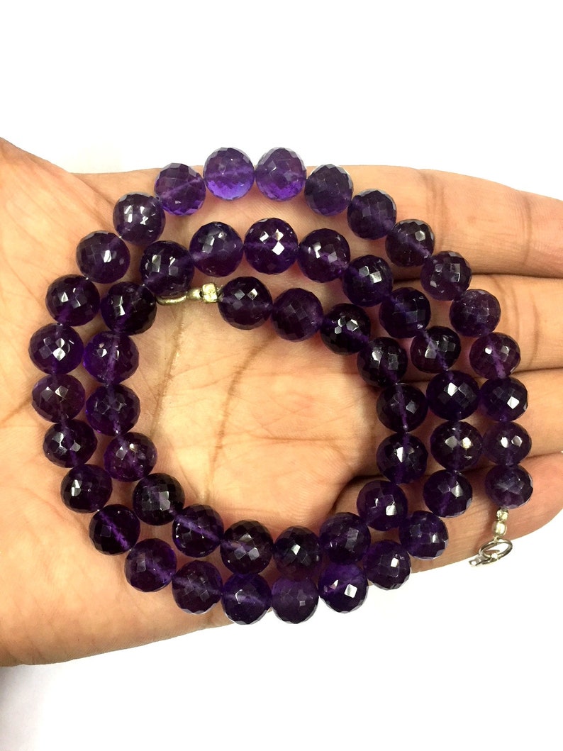 Natural Amethyst Faceted Round Beads 8-9 mm Superb Quality Gemstone Beads 18 Strand
