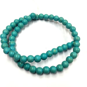 Natural Smooth Turquoise Round Ball Beads Beads 8mm Plain Gemstone Beads 15&quot; Strand