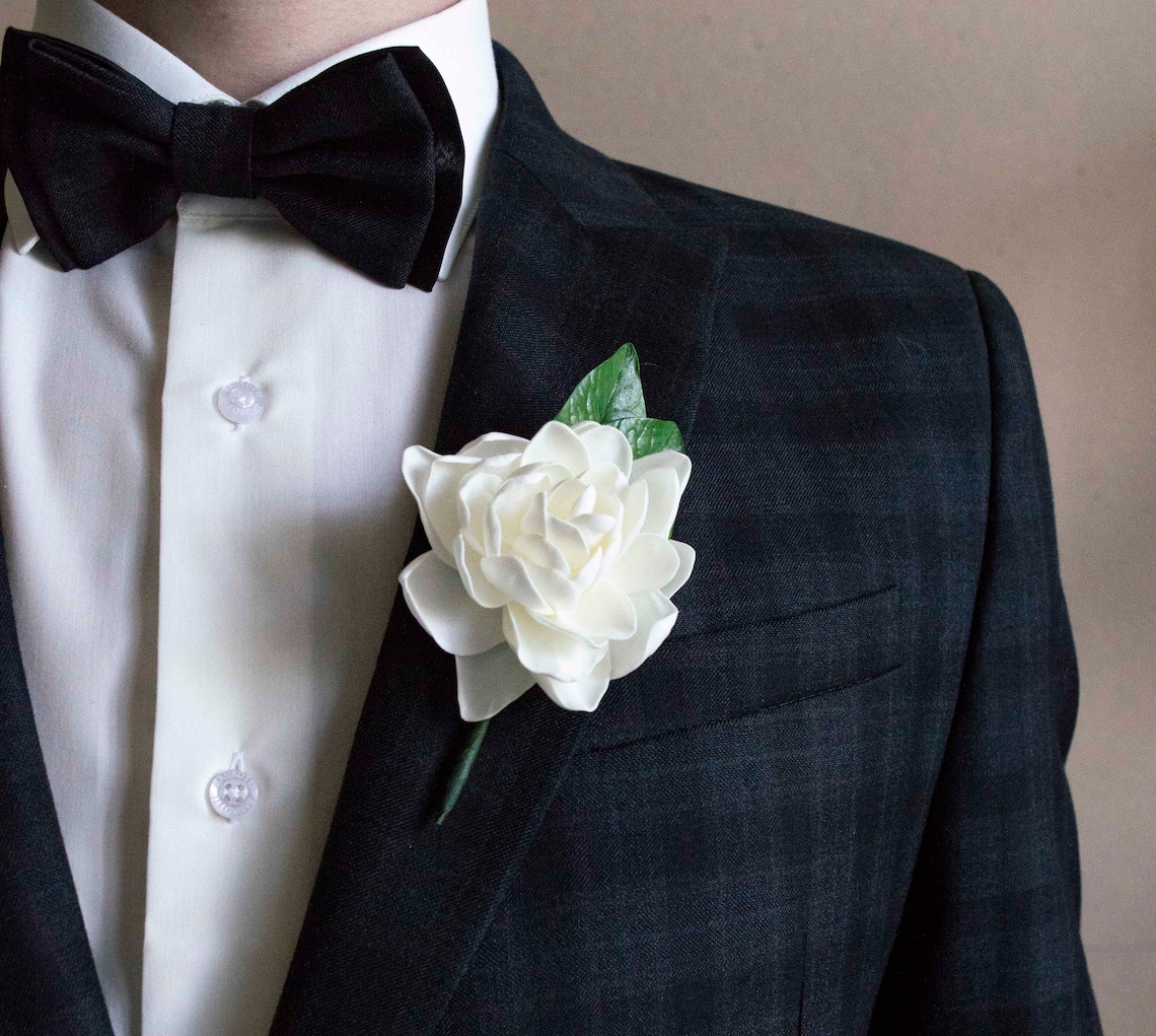 Gardenia Boutonniere for men Wedding Boutonnieres White grooms Etsy