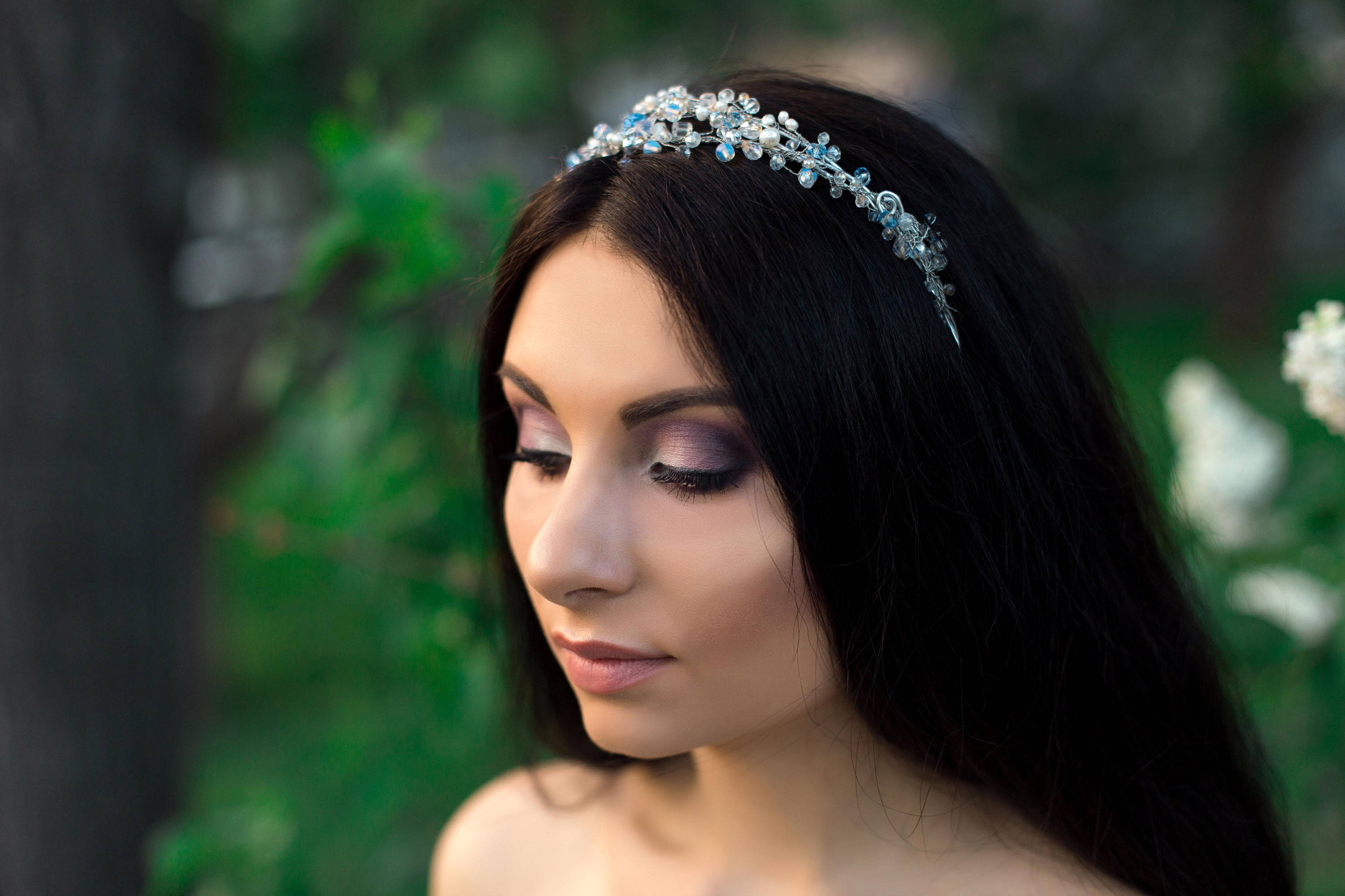 Bride Silver Hair piece Bridal Tiara Wedding Diadem Crystal Etsy