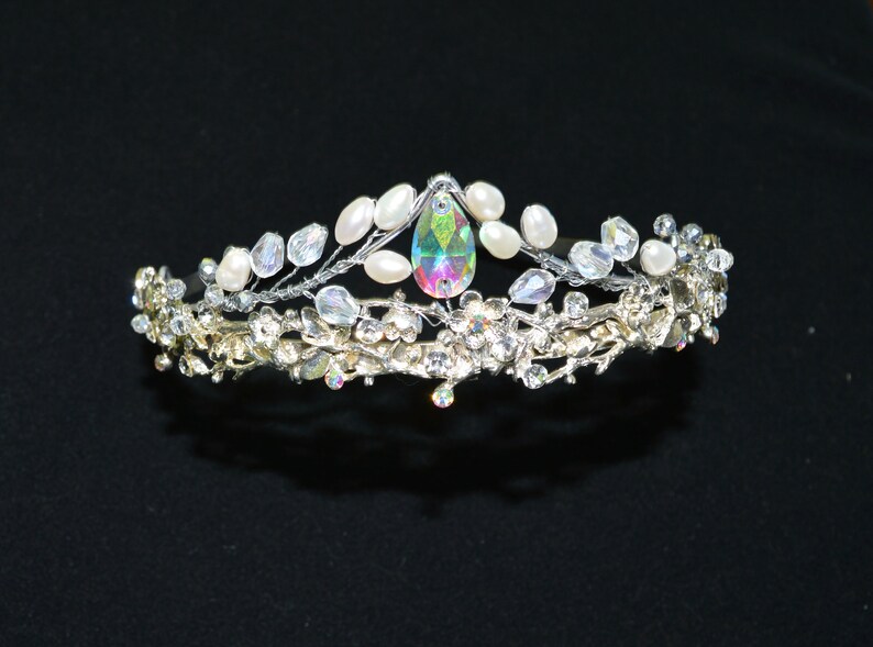 Bridal Tiara Wedding Headpiece for Bride Pearl Crown Rhinestone Silver Headband Wedding Diadem Crystal Jewelry Girl Bridal hair accessories