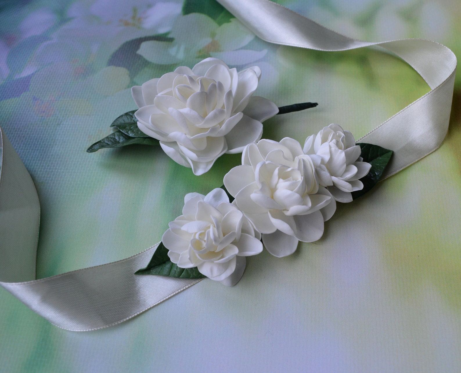 Gardenia Wrist Corsage & Boutonniere Set Real Touch Tropical Etsy