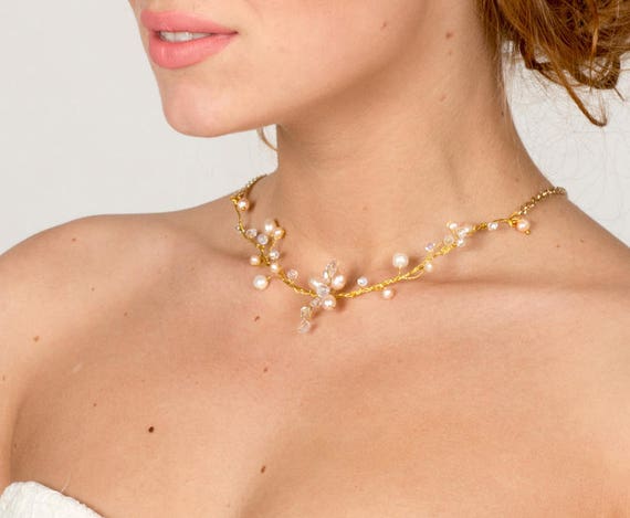Choker Wedding Jewelry AB Reflective Prom Jewelry Unique Vintage Pink Choker Prom Choker Champagne Choker 1950s Christmas Art Deco