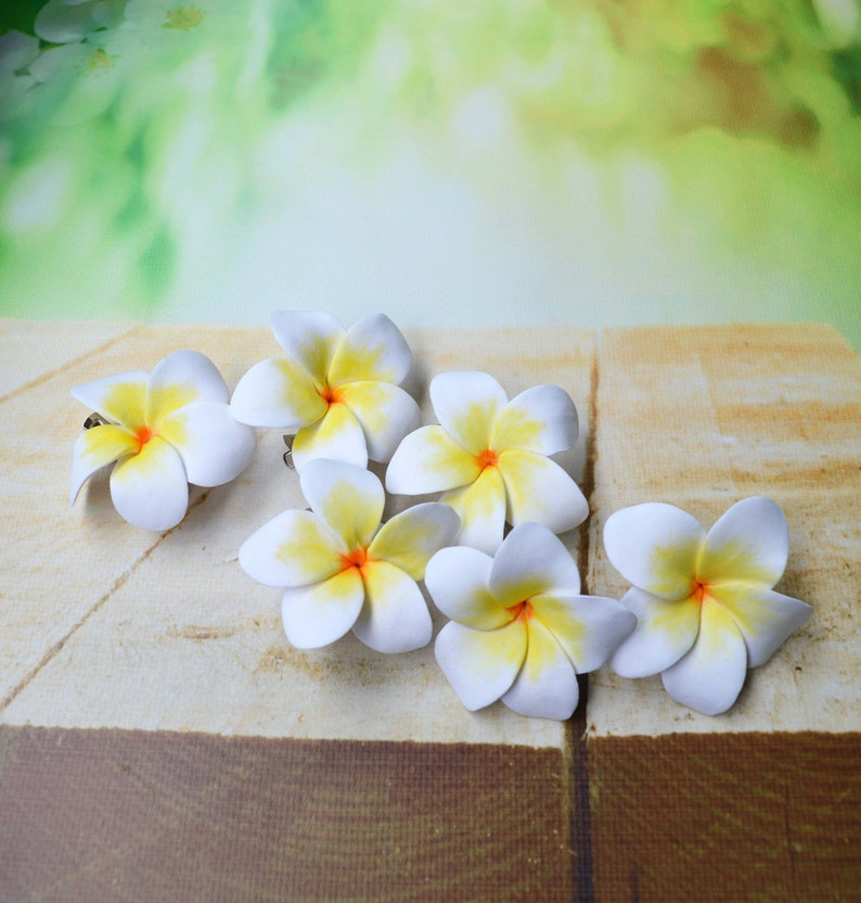 Plumeria Flower Hair Clip Beach Wedding Hair Piece Bride White Etsy