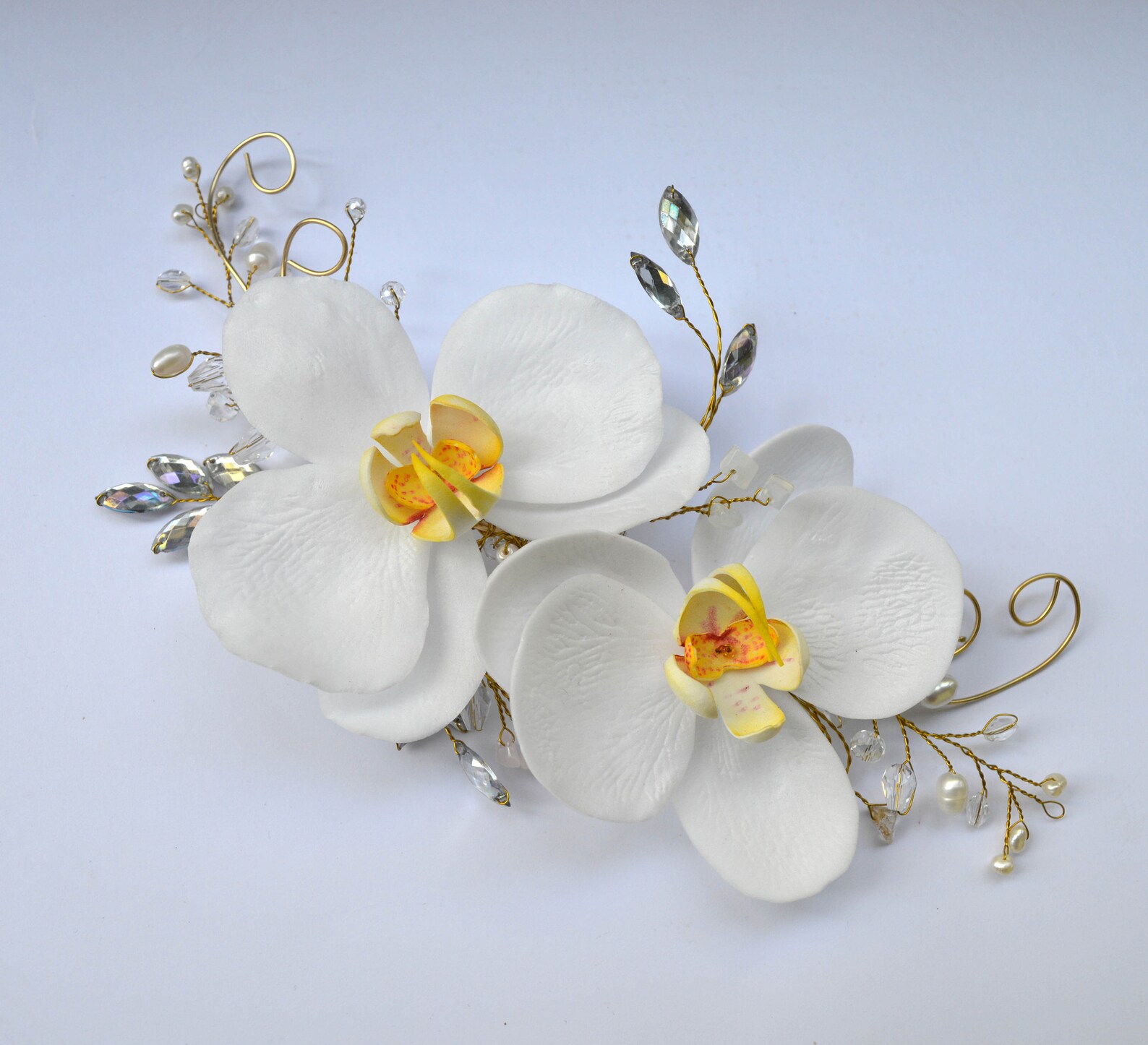Orchid Flower Hair piece Bridal Flower Hair Vine Wedding Head Etsy