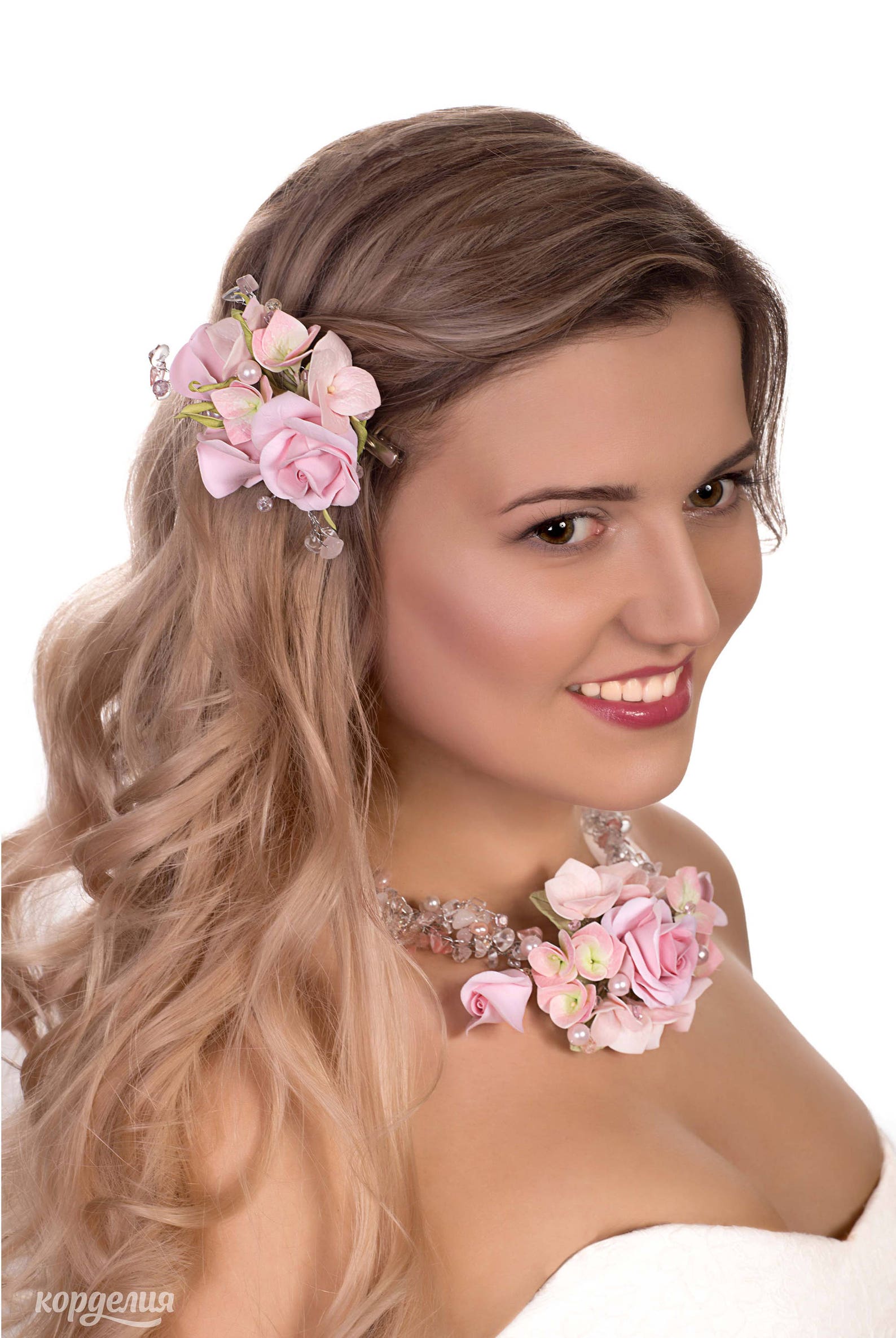 Wedding Flowers Necklace Statement Necklace Pink Floral Etsy