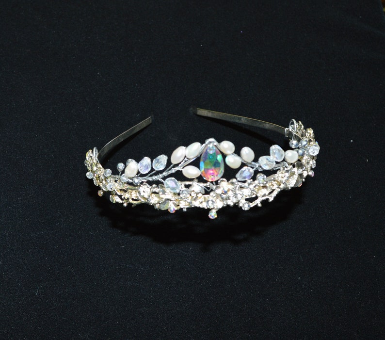 Bridal Tiara Wedding Headpiece for Bride Pearl Crown Rhinestone Silver Headband Wedding Diadem Crystal Jewelry Girl Bridal hair accessories