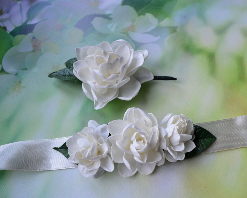 Gardenia Wrist Corsage & Boutonniere Set Real Touch Tropical Etsy