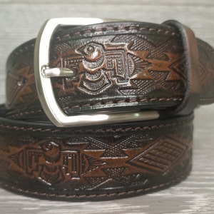 Custom designed mens leather belts personalized with initials, Brown leather belt for men, Genuine leather belt, Personalized belt
