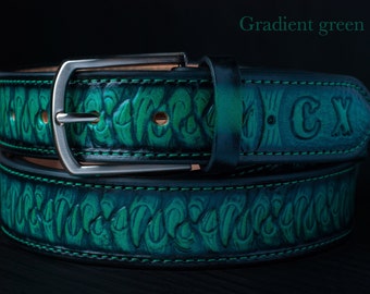 Personalized Tooled Leather Belt Western belt Dragon craw, mens western belt, cowboy belt, custom leather belts, handmade leather belts