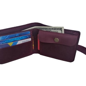 Portefeuille en cuir personnalisé, Réduction minimale des cartes de crédit, Portefeuille personnalisé, Porte-cartes de visite personnalisé, Portefeuille à deux volets, Porte-carte bordeaux