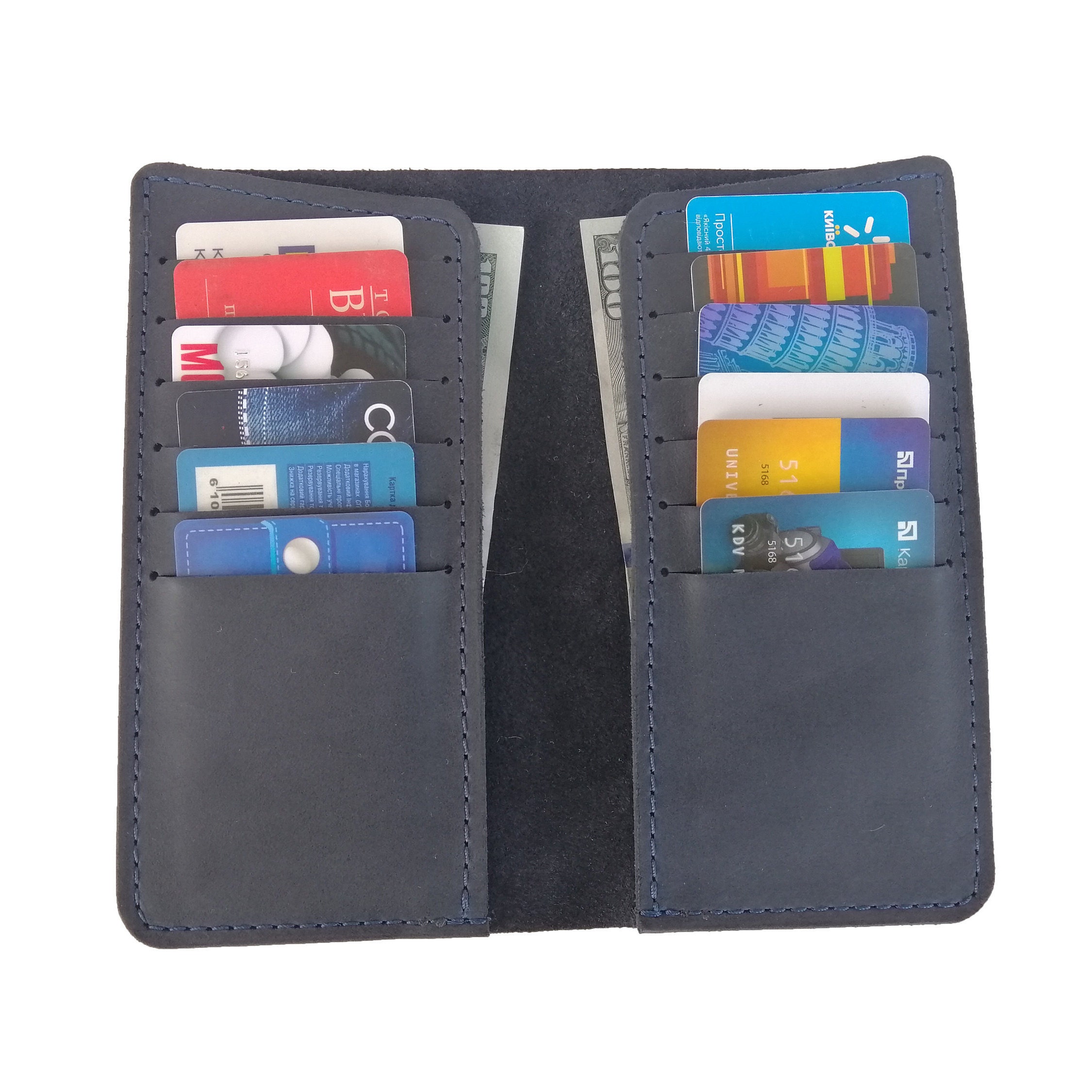Blue cardholder leather card holder cardholder leather Etsy