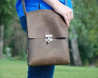 Black messenger purse bag, Shoulder bag, Casual leather bag, Leather shoulder bag, Gift for him, Leather Crossbody purse, Crossbody bag