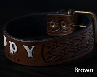 Handmade Collar, Wide Dog Collar, Adjustable Pet Collar, Leather Dog Collar with Buckle, Premium Dog Collar for Small Medium Large Breeds