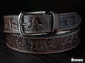 Personalized Leather Belt, Hiking belt, Woodland Leather Belt, Tooled Leather Belt, Forest design belt, Wildlife Leather Wildlife Scene Belt product logo