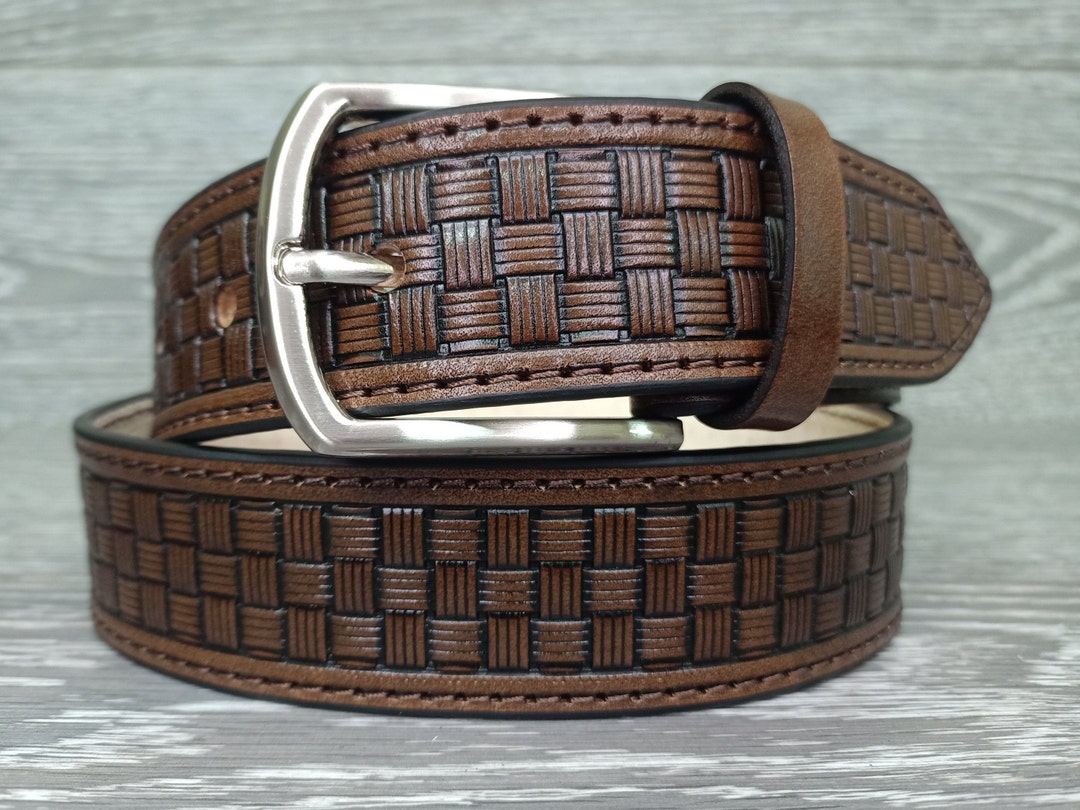 Сustom Leather Belt Brown Leather Belt Tooled Leather Belt - Etsy