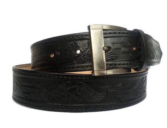 CEINTURE HOMME FEMME JEANS BOUCLE A VIS RECOUPABLE NOIRE PU CUIR A-260