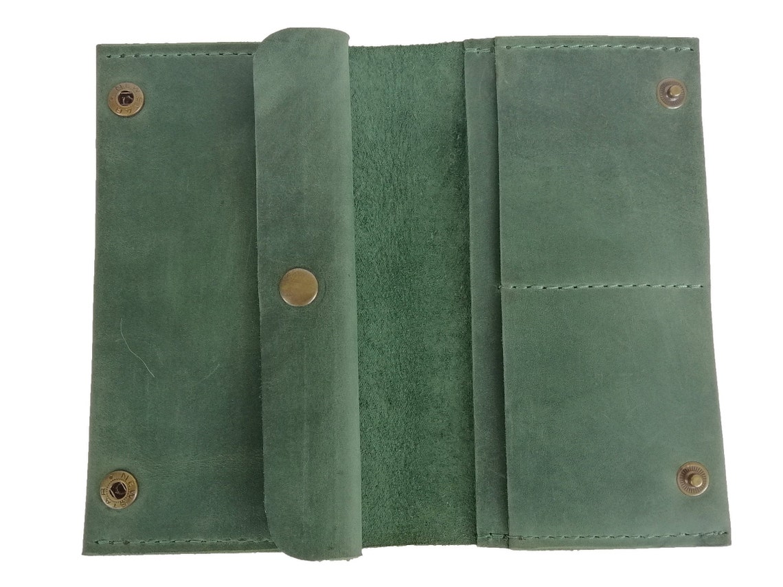 Leather olive wallet leather wallet minimalist wallet womens Etsy