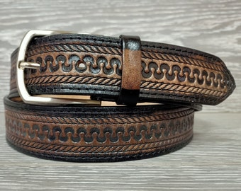 Gradient Black Leather Belt, Black Belt Mens Leather Belt Jeans Belt, Handmade Belt Men's Belt Belt for Men Leather Belts Full Grain Belt