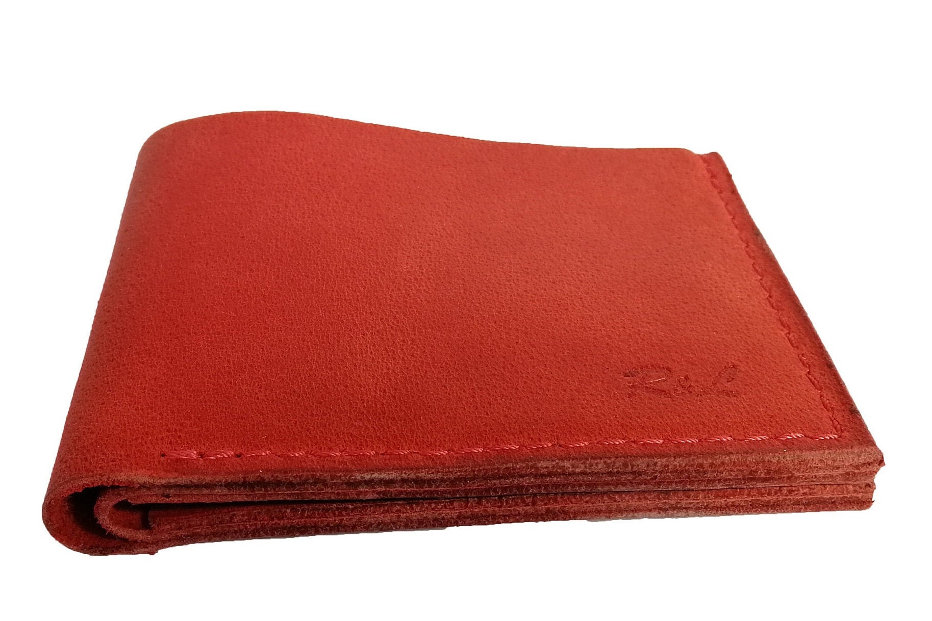Red leather wallet red wallet leather wallet minimalist Etsy