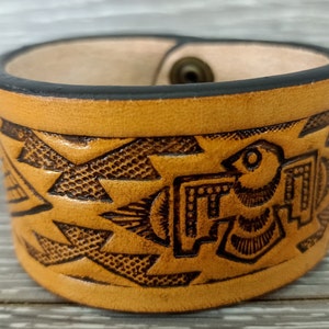 Men&#39;s Leather Wristband, Norse eagle Bracelet, Cuff Bracelet, Eagle jewerly, Eagle brown Leather Bracelet, Eagle style bracelet