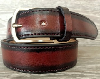 Mens leather belt, Brown leather belt, Custom Belt, Mens Belt, Personalized belt, Groomsmen Belt, Gradient mahogany Leather Belt