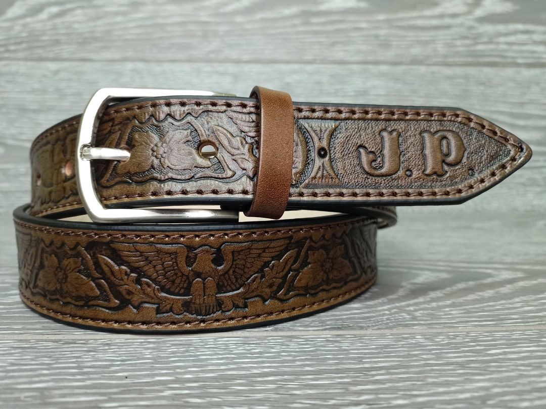 Mens Belts, Leather Belt, Cowboy Belt, Mens Leather Belt, Embossed Belt