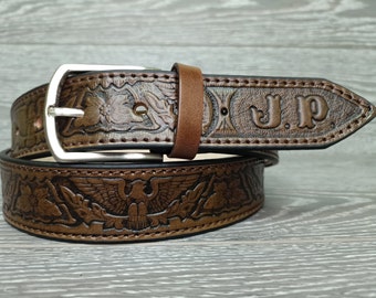 Handmade Western Belts, Custom Leather Belts, Personalized Cowboy Belt, Mens Belt, Leather Belt Gift for Brother, Christmas Day Gift Belt