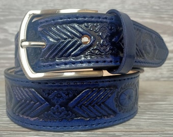 Blue Leather Belt, Navy Blue Belt,Dark Blue Belt,Handmade Personalized Gift Belt, Full Grain Leather Belt, Jeans Belt, Handmade Leather Belt