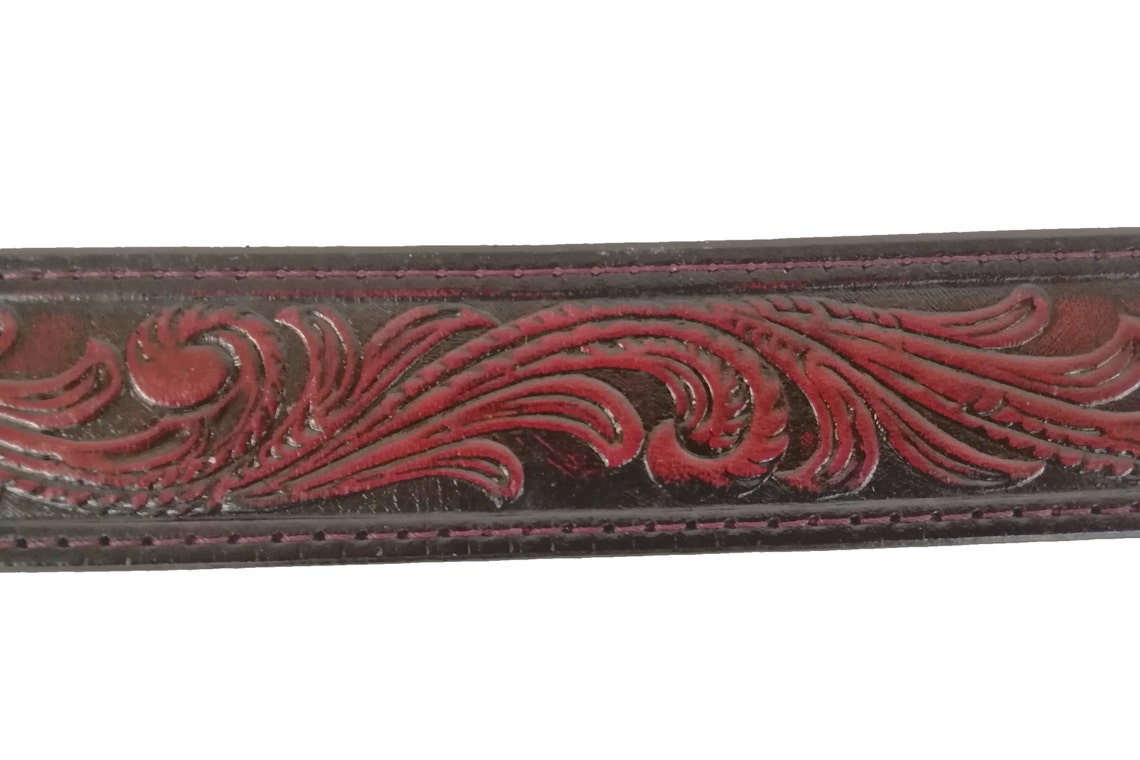 Gradient mahogany belt leather belt belts personalized tooled | Etsy