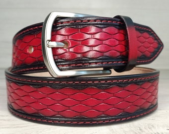 Leather Engraved Belt, Mens Leather Belt, Tan Belt, Mens Handmade Belt, Womens Leather Belt, Genuine Leather Belt, Gradient Tan Leather Belt