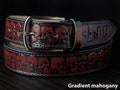 Leather Skull Belt, Biker belt, Skull Tooled Brown Leather belt, Custom Skull Leather Belt, Rocker Style Belt,Men's leather belt with skulls product logo