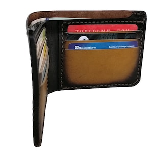 Cartera de cuero color canela degradado, cartera color canela, cartera de cuero hecha a mano, cartera para hombre, cartera de bolsillo frontal, carteras de cuero, cartera de cuero para hombre