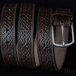 Leather Belt Celtic Eternity Knot Handcrafted Solid,Handmade leather belts Full Grain Belt Tooled Embossed Gaelic Handmade Celtic Style