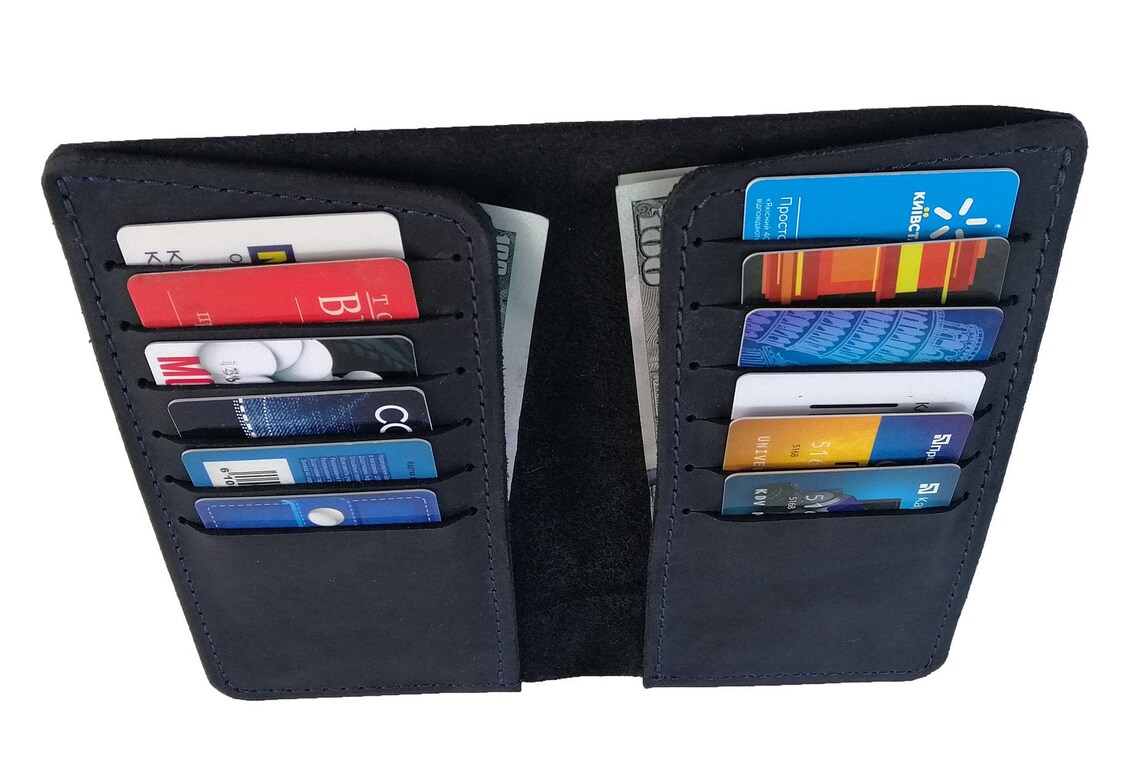 Blue cardholder leather card holder cardholder leather Etsy