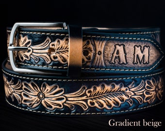 Personalized Leather Western Belt, Tooled western belt, cowboy leather belt, Mens Leather belt, mens western belt, mexican leather belt