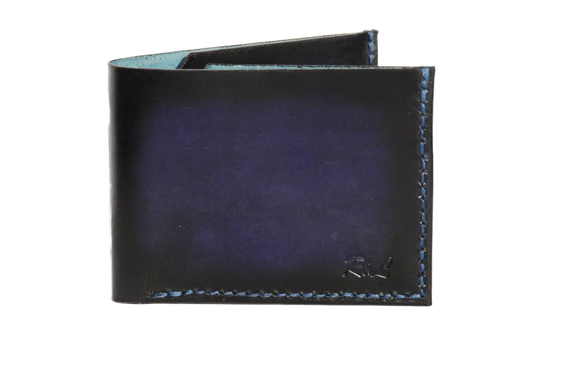Gradient blue wallet blue wallet leather wallet mens Etsy