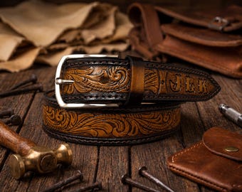 Personalized Double Engraved Leather Belt, Genuine Leather Belt for Boyfriend, Handmade Name Belt, Western Secret Message Man Accessories